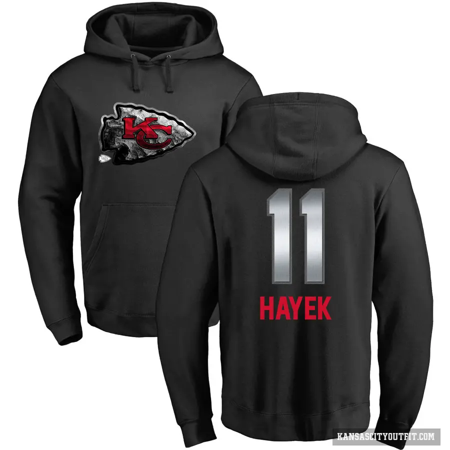 Men's ＃11 Jaaron Hayek Kansas City Chiefs Black Midnight Mascot Pullover Hoodie