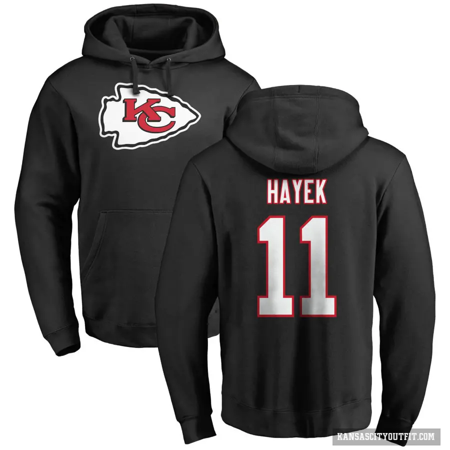 Men's ＃11 Jaaron Hayek Kansas City Chiefs Black Pro Line Name & Number Logo Pullover Hoodie