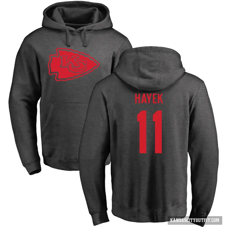 Men's ＃11 Jaaron Hayek Kansas City Chiefs Pro Line by Branded Ash One Color Pullover Hoodie