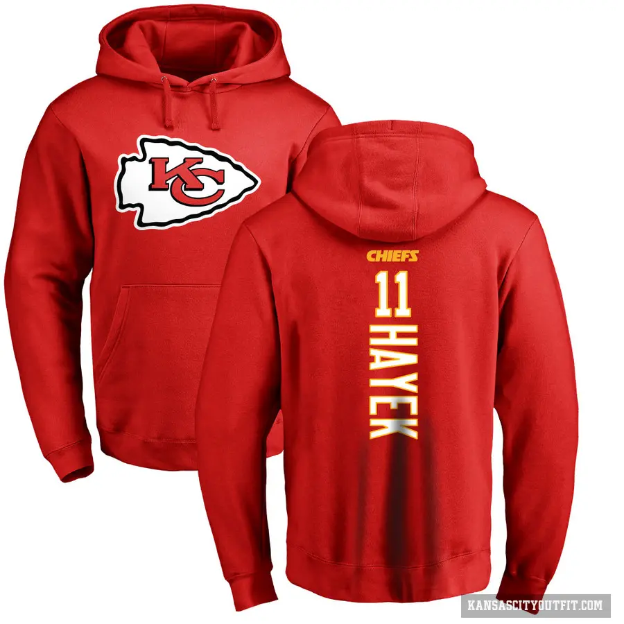 Men's ＃11 Jaaron Hayek Kansas City Chiefs Red Pro Line Backer Pullover Hoodie