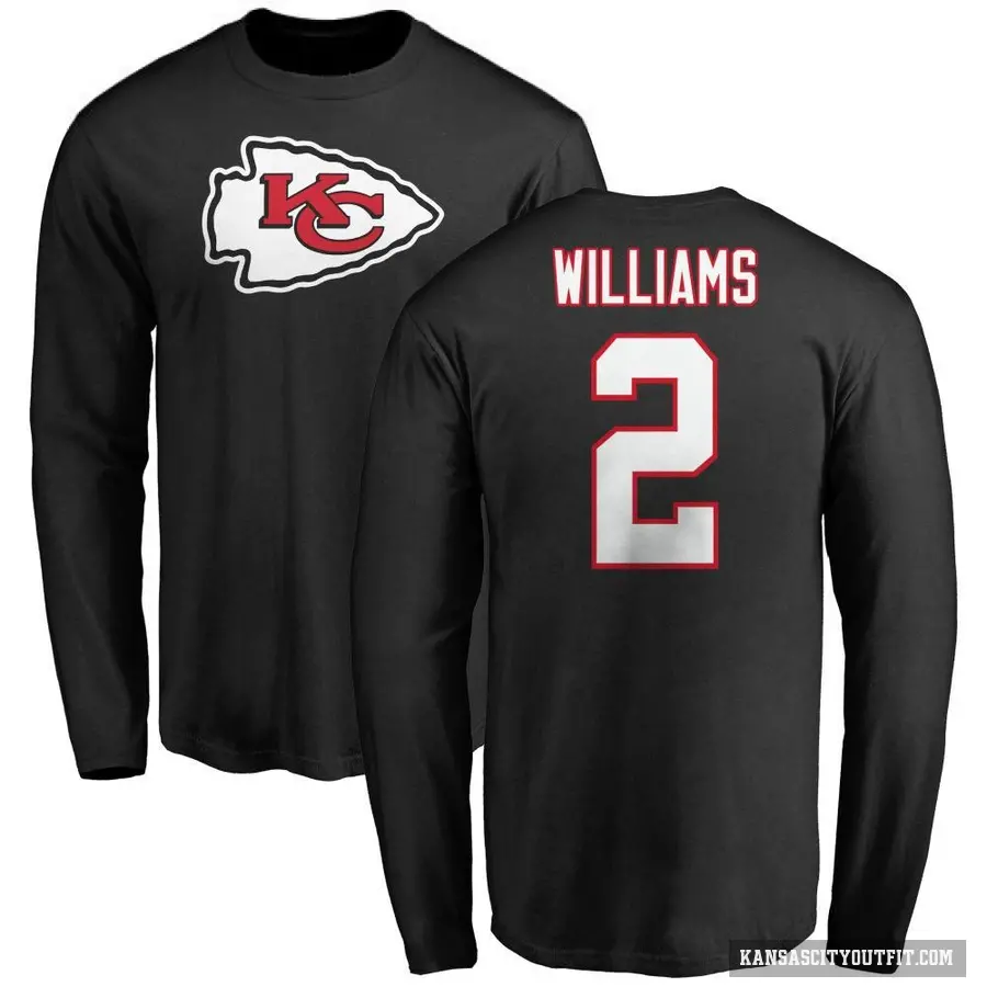 Men's ＃2 Joshua Williams Kansas City Chiefs Black Logo Long Sleeve T-Shirt