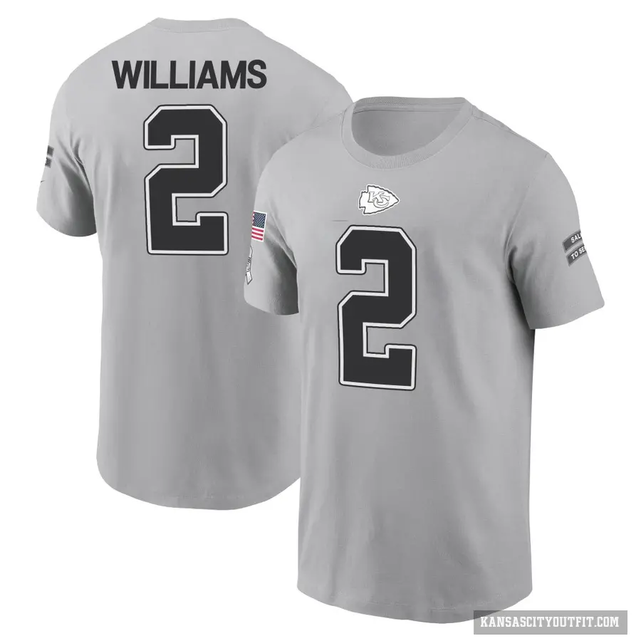 Men's ＃2 Joshua Williams Kansas City Chiefs Gray 2024 Salute to Service T-Shirt