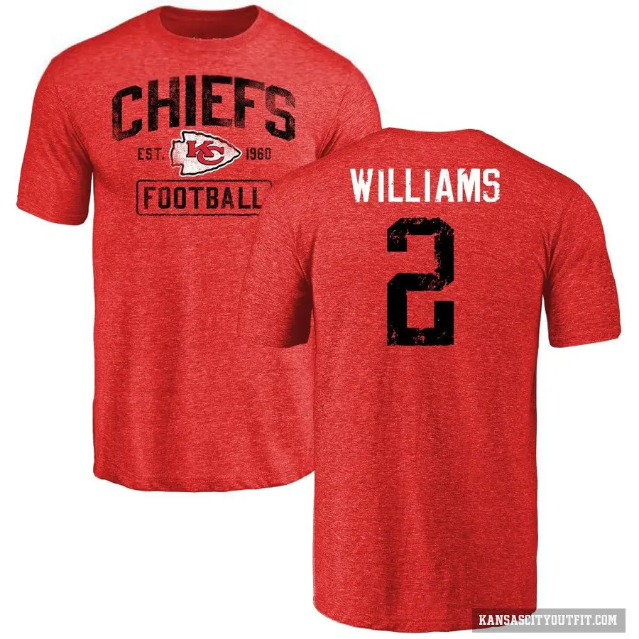 Men's ＃2 Joshua Williams Kansas City Chiefs Red Distressed T-Shirt