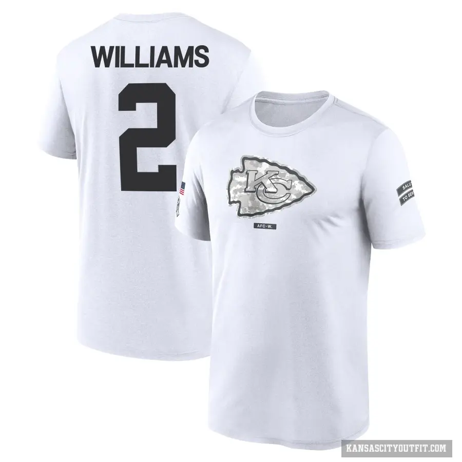 Men's ＃2 Joshua Williams Kansas City Chiefs White 2024 Salute to Service Performance T-Shirt