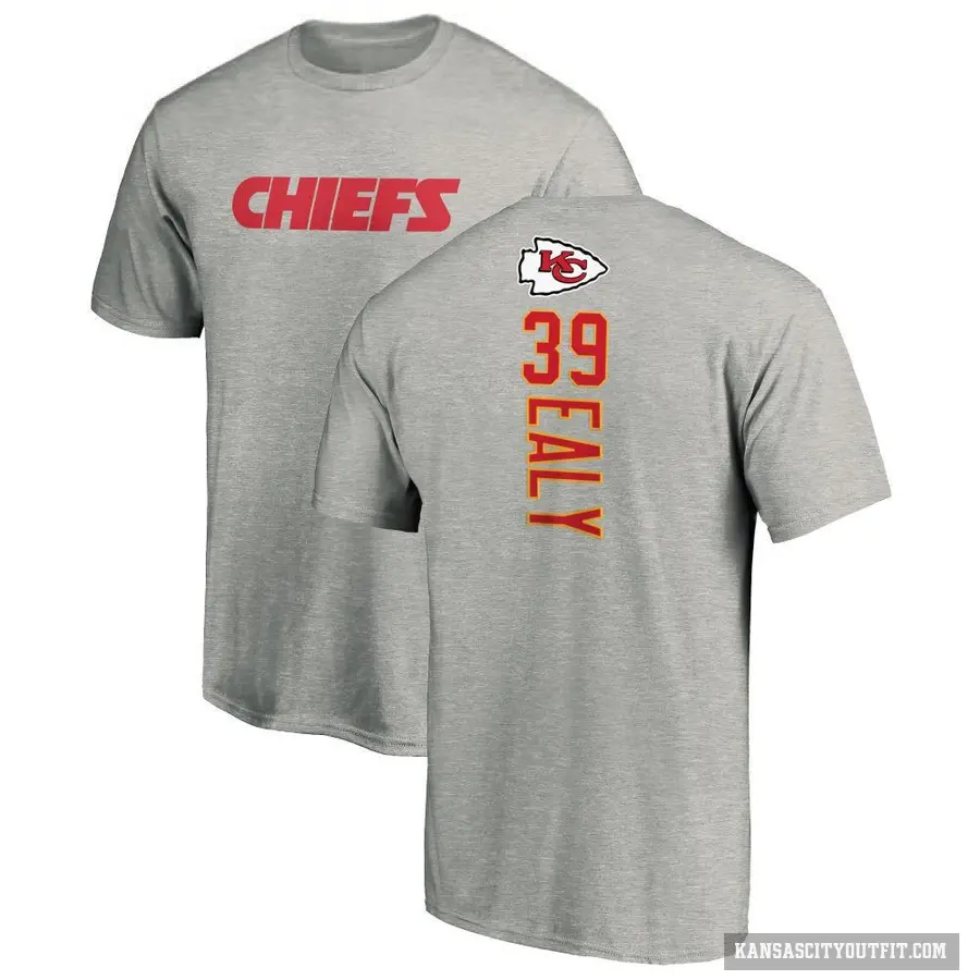 Men's ＃39 Jerrion Ealy Kansas City Chiefs Ash Backer T-Shirt