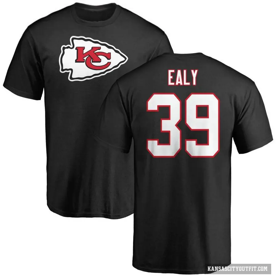 Men's ＃39 Jerrion Ealy Kansas City Chiefs Black Logo T-Shirt