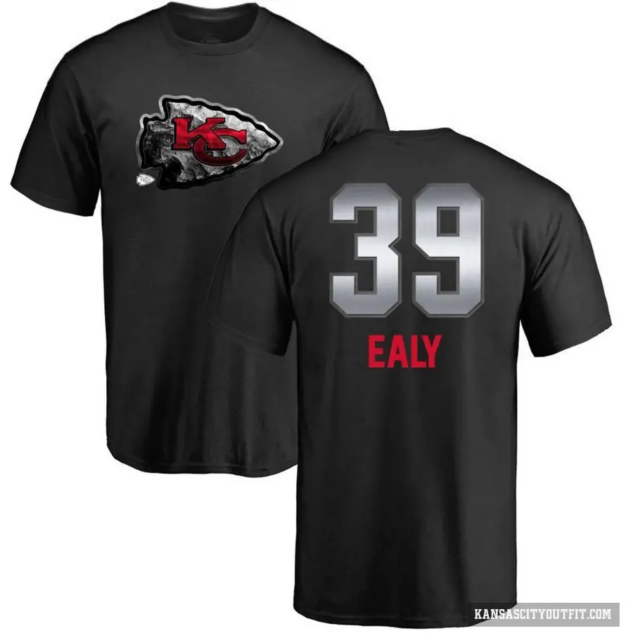 Men's ＃39 Jerrion Ealy Kansas City Chiefs Black Midnight Mascot T-Shirt