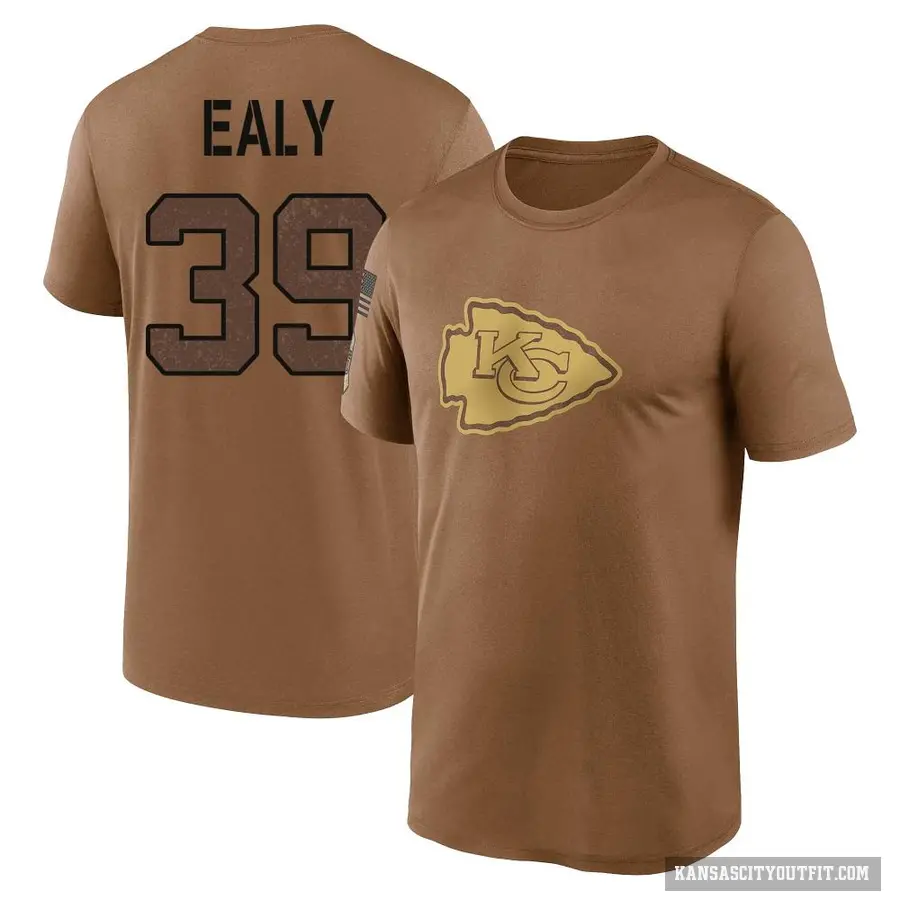 Men's ＃39 Jerrion Ealy Kansas City Chiefs Brown 2023 Salute To Service Performance T-Shirt