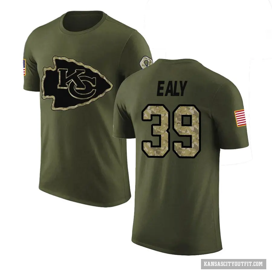 Men's ＃39 Jerrion Ealy Kansas City Chiefs Olive Salute to Service T-Shirt