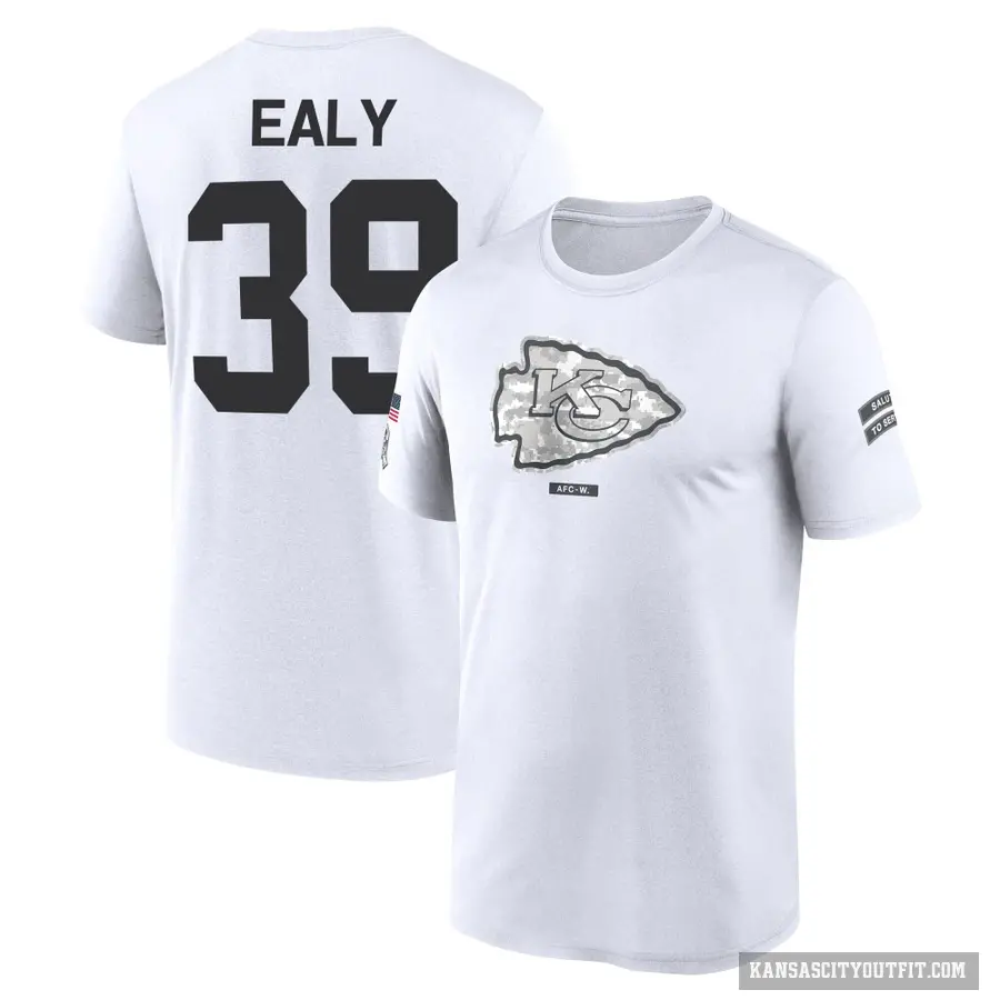 Men's ＃39 Jerrion Ealy Kansas City Chiefs White 2024 Salute to Service Performance T-Shirt