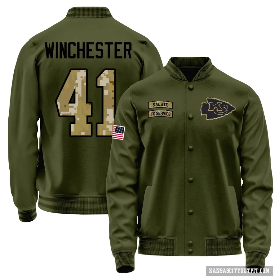 Men's ＃41 James Winchester Kansas City Chiefs Olive Salute to Service Sideline Performance Jacket