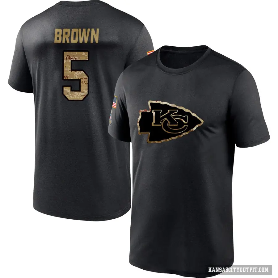 Men's ＃5 Hollywood Brown Kansas City Chiefs Black 2020 Salute To Service Performance T-Shirt