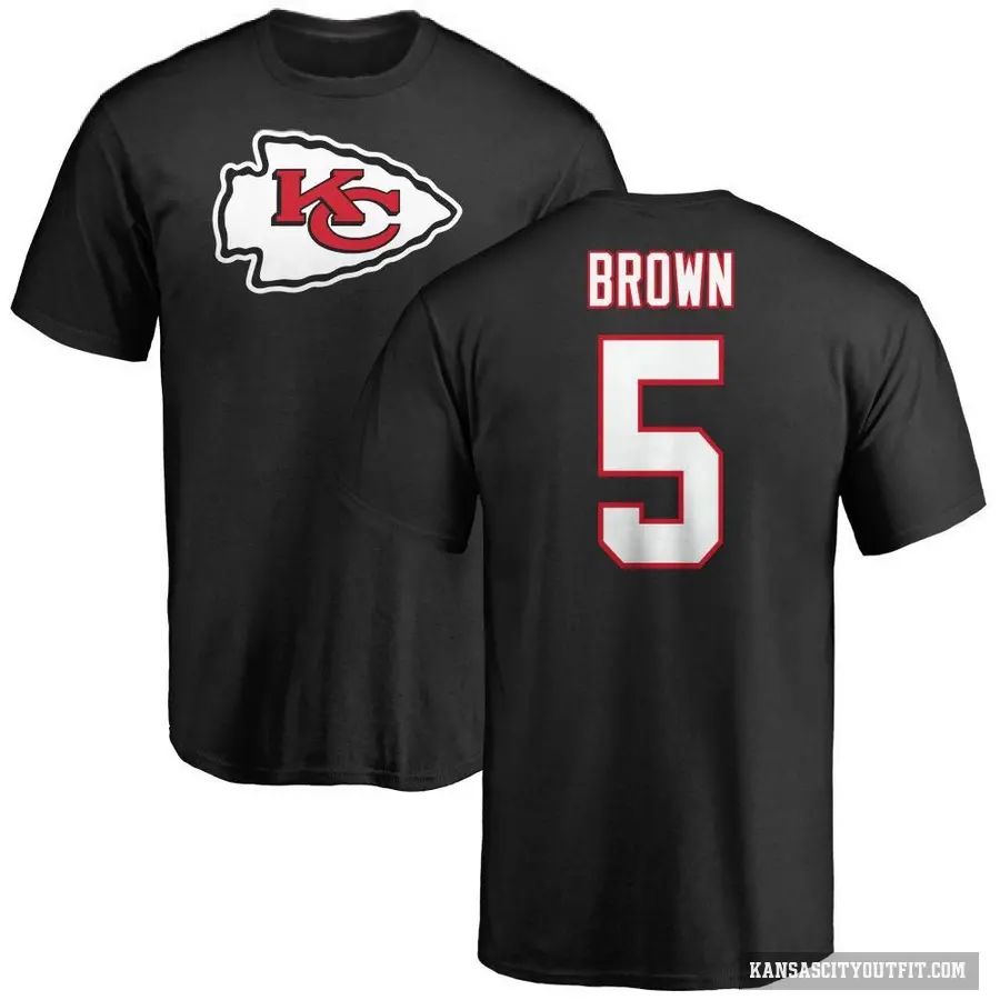 Men's ＃5 Hollywood Brown Kansas City Chiefs Black Logo T-Shirt