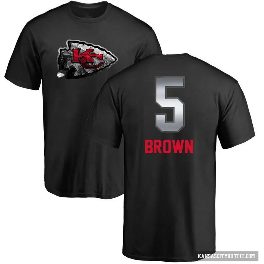 Men's ＃5 Hollywood Brown Kansas City Chiefs Black Midnight Mascot T-Shirt