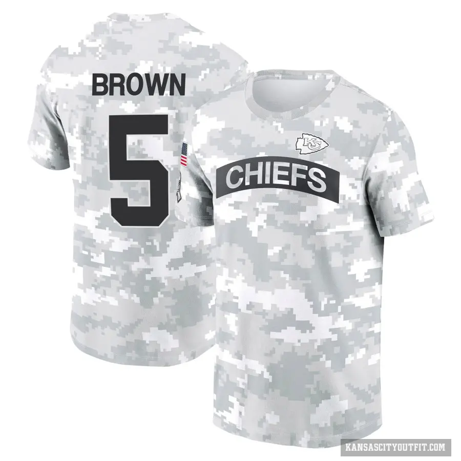 Men's ＃5 Hollywood Brown Kansas City Chiefs Brown Arctic Camo 2024 Salute to Service Performance T-Shirt