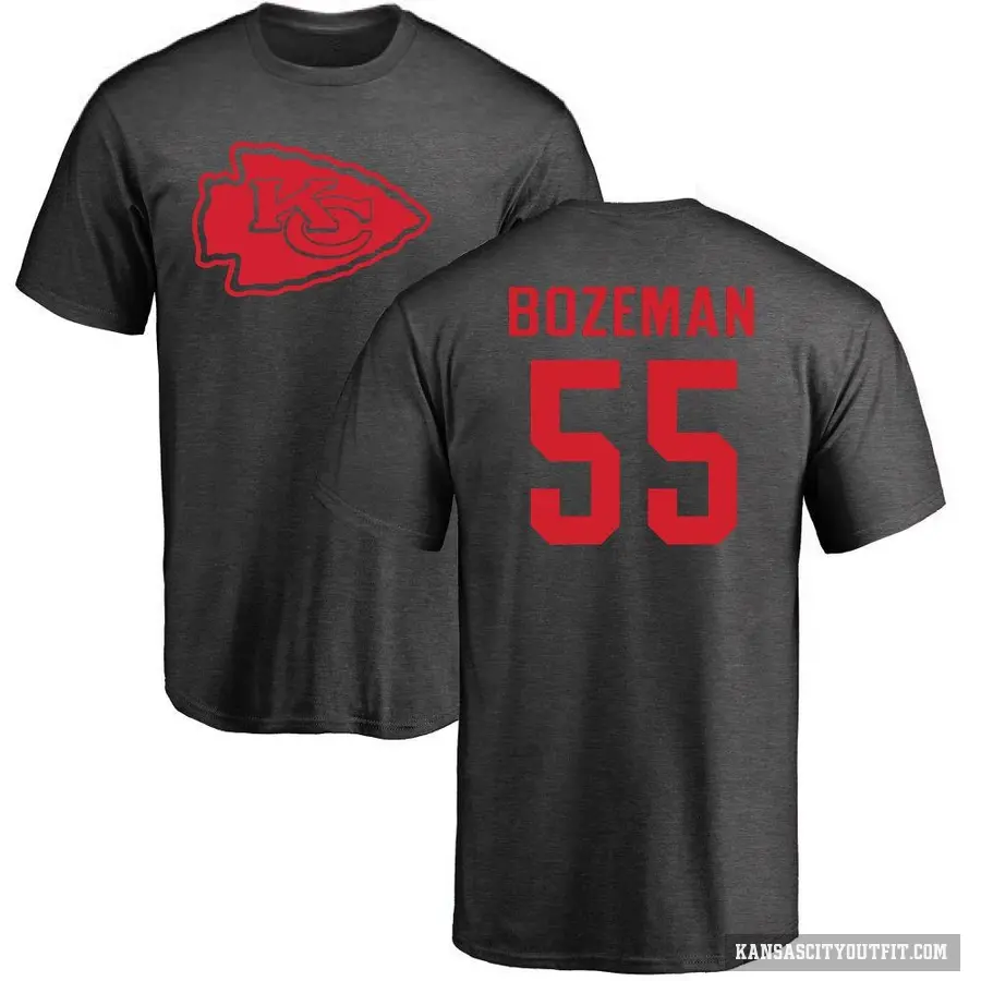 Men's ＃55 Swayze Bozeman Kansas City Chiefs Ash One Color T-Shirt