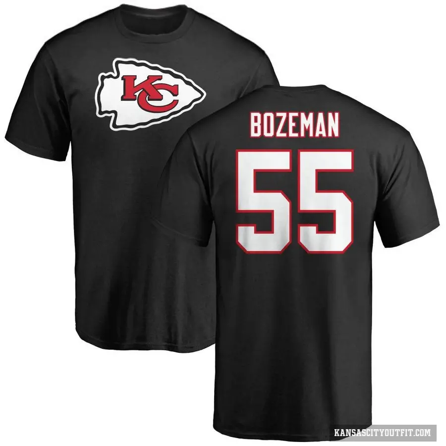 Men's ＃55 Swayze Bozeman Kansas City Chiefs Black Logo T-Shirt