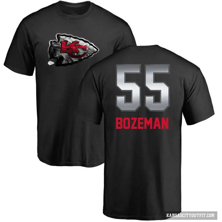 Men's ＃55 Swayze Bozeman Kansas City Chiefs Black Midnight Mascot T-Shirt