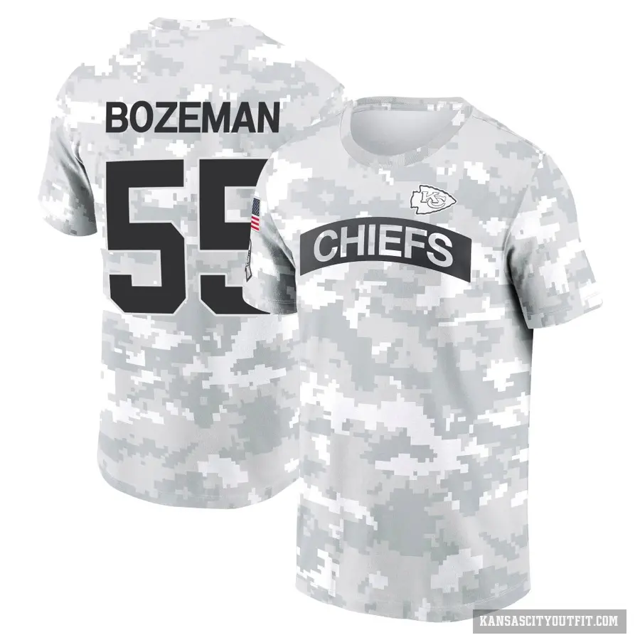 Men's ＃55 Swayze Bozeman Kansas City Chiefs Camo Arctic 2024 Salute to Service Performance T-Shirt