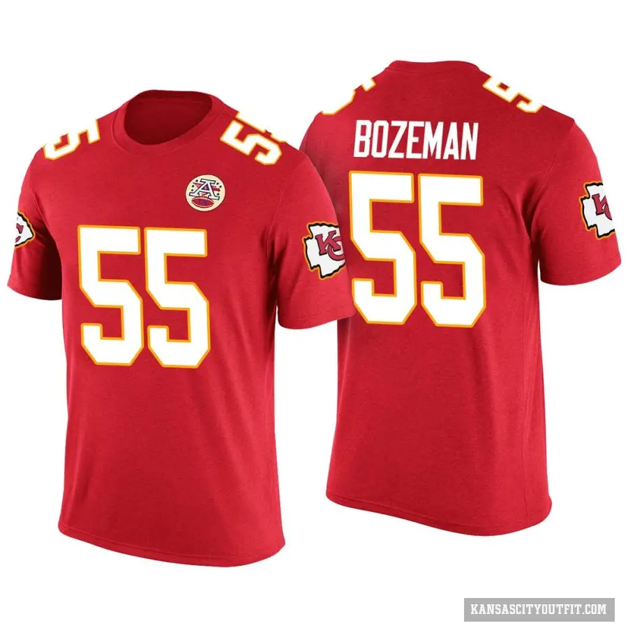 Men's ＃55 Swayze Bozeman Kansas City Chiefs Red Color Rush T-Shirt