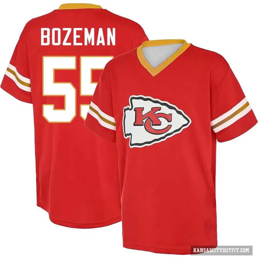 Men's ＃55 Swayze Bozeman Kansas City Chiefs Red Game Day V-Neck T-Shirt