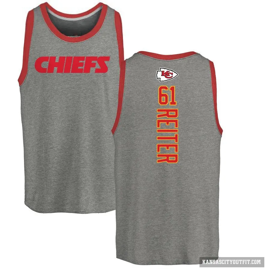 Men's ＃61 Austin Reiter Kansas City Chiefs Ash Backer Tank Top