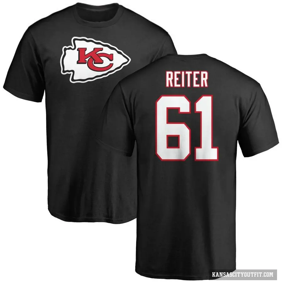 Men's ＃61 Austin Reiter Kansas City Chiefs Black Logo T-Shirt