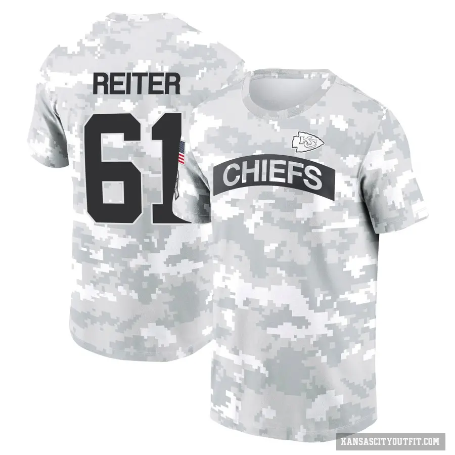 Men's ＃61 Austin Reiter Kansas City Chiefs Camo Arctic 2024 Salute to Service Performance T-Shirt