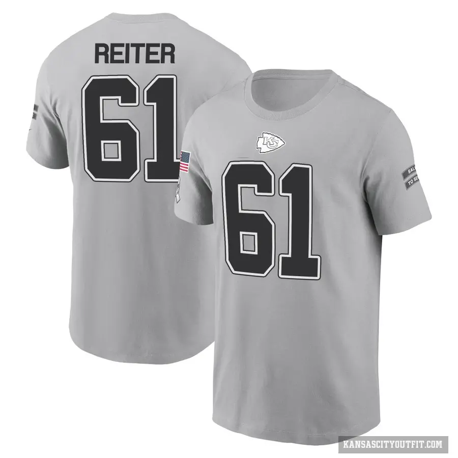 Men's ＃61 Austin Reiter Kansas City Chiefs Gray 2024 Salute to Service T-Shirt