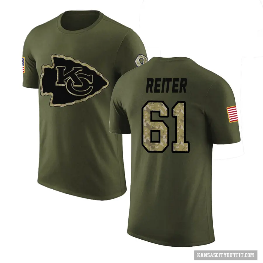 Men's ＃61 Austin Reiter Kansas City Chiefs Olive Salute to Service T-Shirt