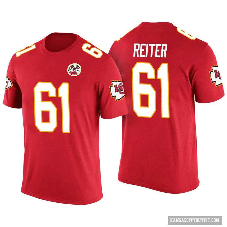 Men's ＃61 Austin Reiter Kansas City Chiefs Red Color Rush T-Shirt