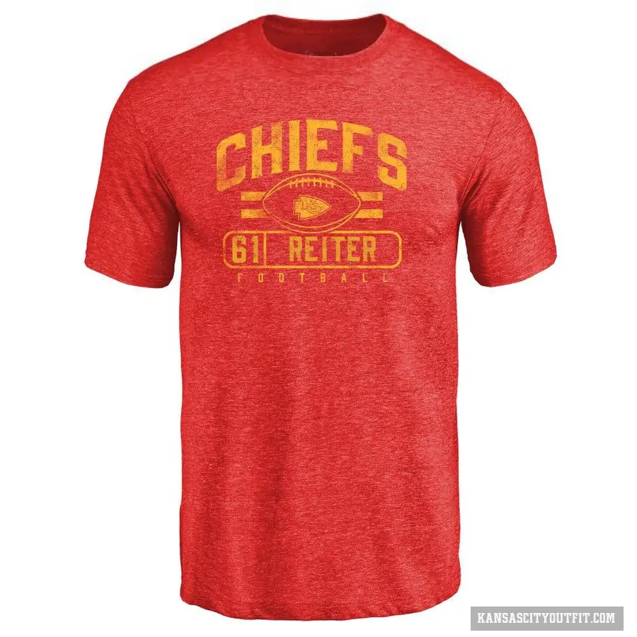 Men's ＃61 Austin Reiter Kansas City Chiefs Red Flanker T-Shirt