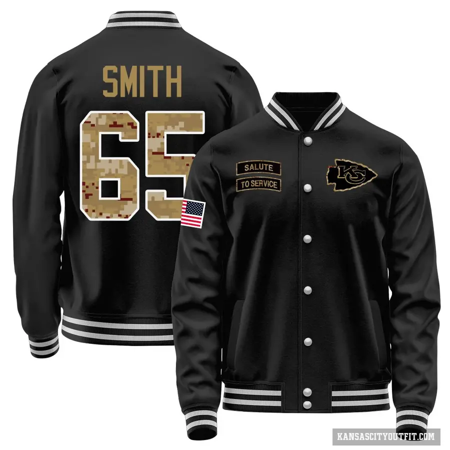 Men's ＃65 Trey Smith Kansas City Chiefs Black Salute to Service Sideline Performance Jacket