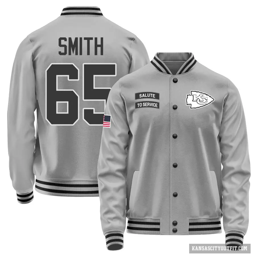 Men's ＃65 Trey Smith Kansas City Chiefs Gray Salute to Service Performance Jacket