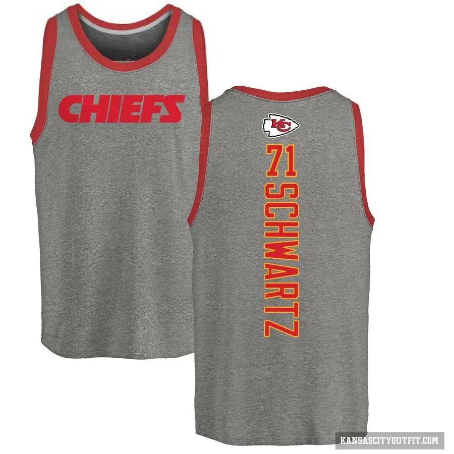 Men's ＃71 Mitchell Schwartz Kansas City Chiefs Ash Backer Tank Top