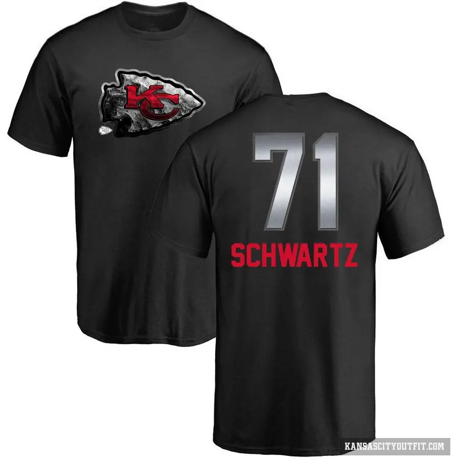 Men's ＃71 Mitchell Schwartz Kansas City Chiefs Black Midnight Mascot T-Shirt