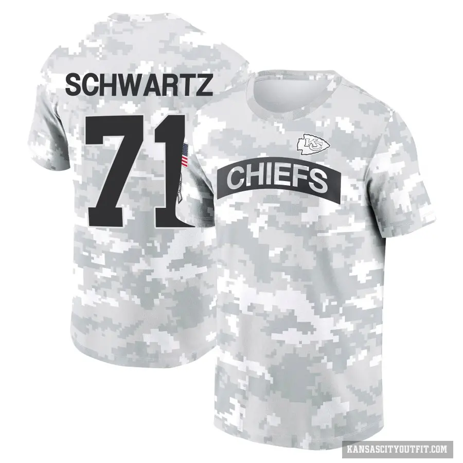 Men's ＃71 Mitchell Schwartz Kansas City Chiefs Camo Arctic 2024 Salute to Service Performance T-Shirt