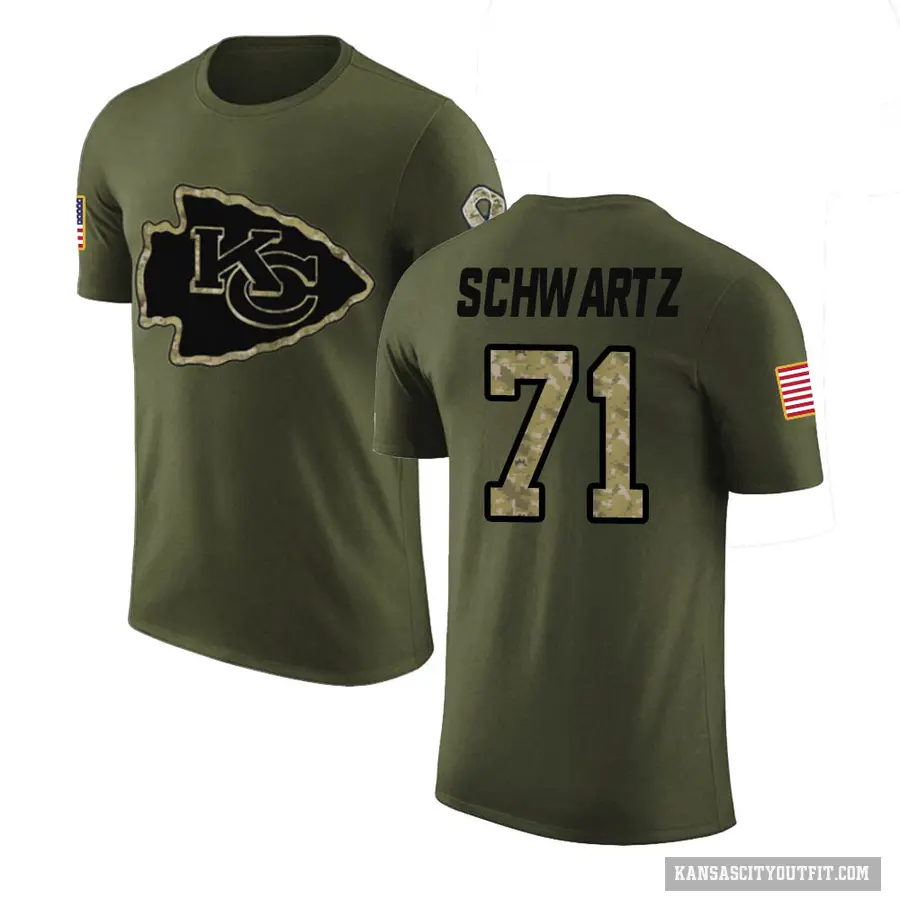 Men's ＃71 Mitchell Schwartz Kansas City Chiefs Olive Salute to Service T-Shirt