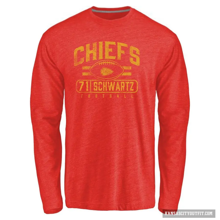 Men's ＃71 Mitchell Schwartz Kansas City Chiefs Red Flanker Long Sleeve T-Shirt