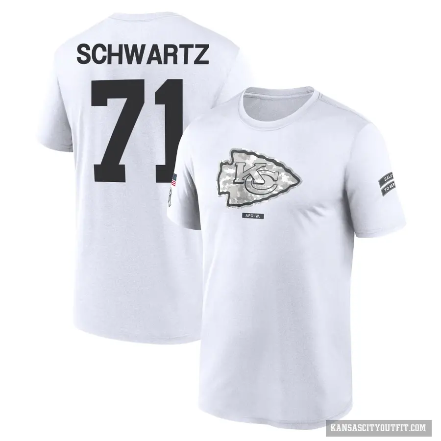 Men's ＃71 Mitchell Schwartz Kansas City Chiefs White 2024 Salute to Service Performance T-Shirt