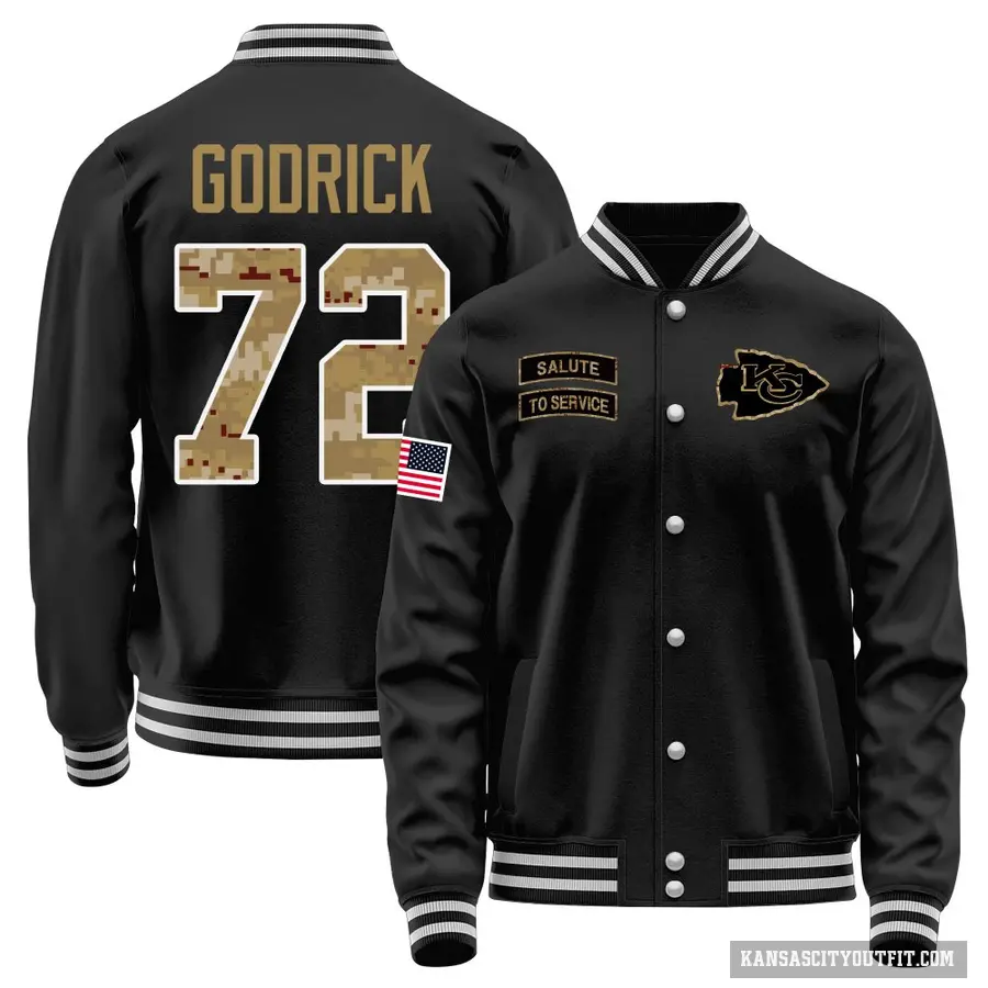 Men's ＃72 Chukwuebuka Godrick Kansas City Chiefs Black Salute to Service Sideline Performance Jacket