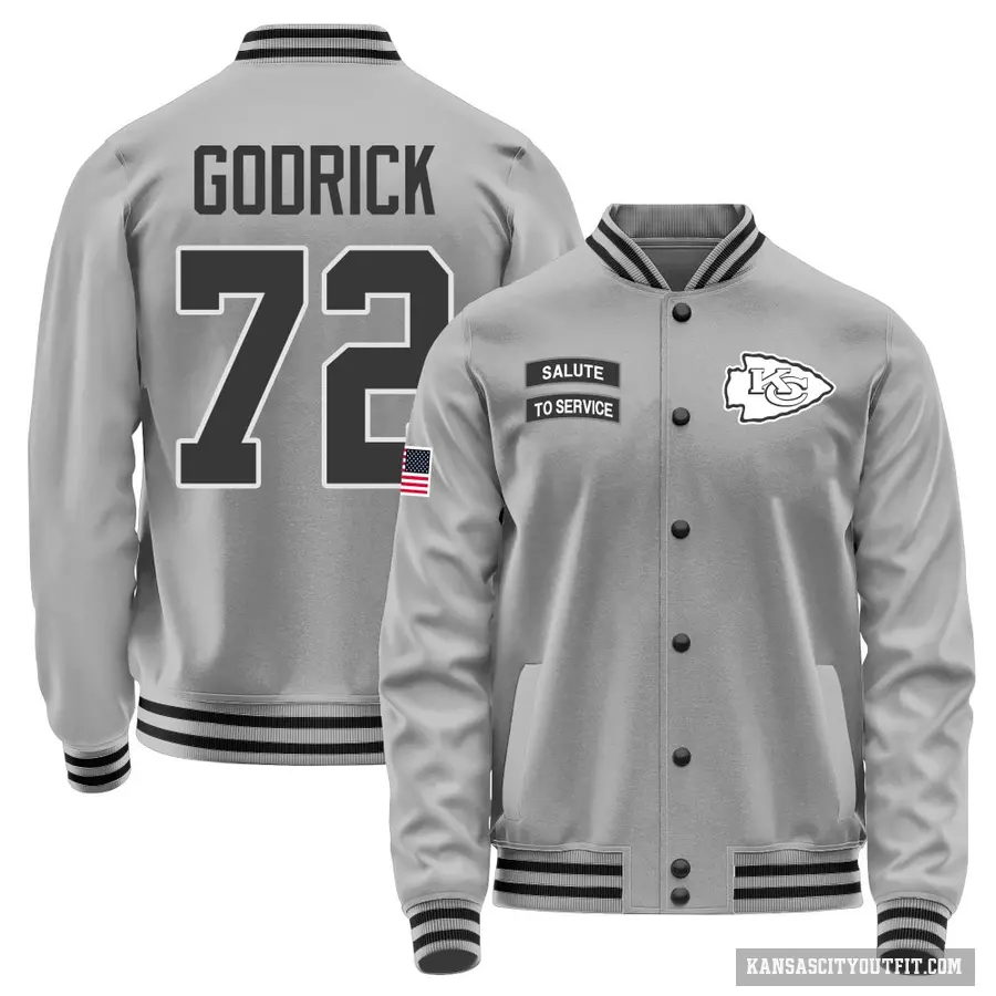 Men's ＃72 Chukwuebuka Godrick Kansas City Chiefs Gray Salute to Service Performance Jacket