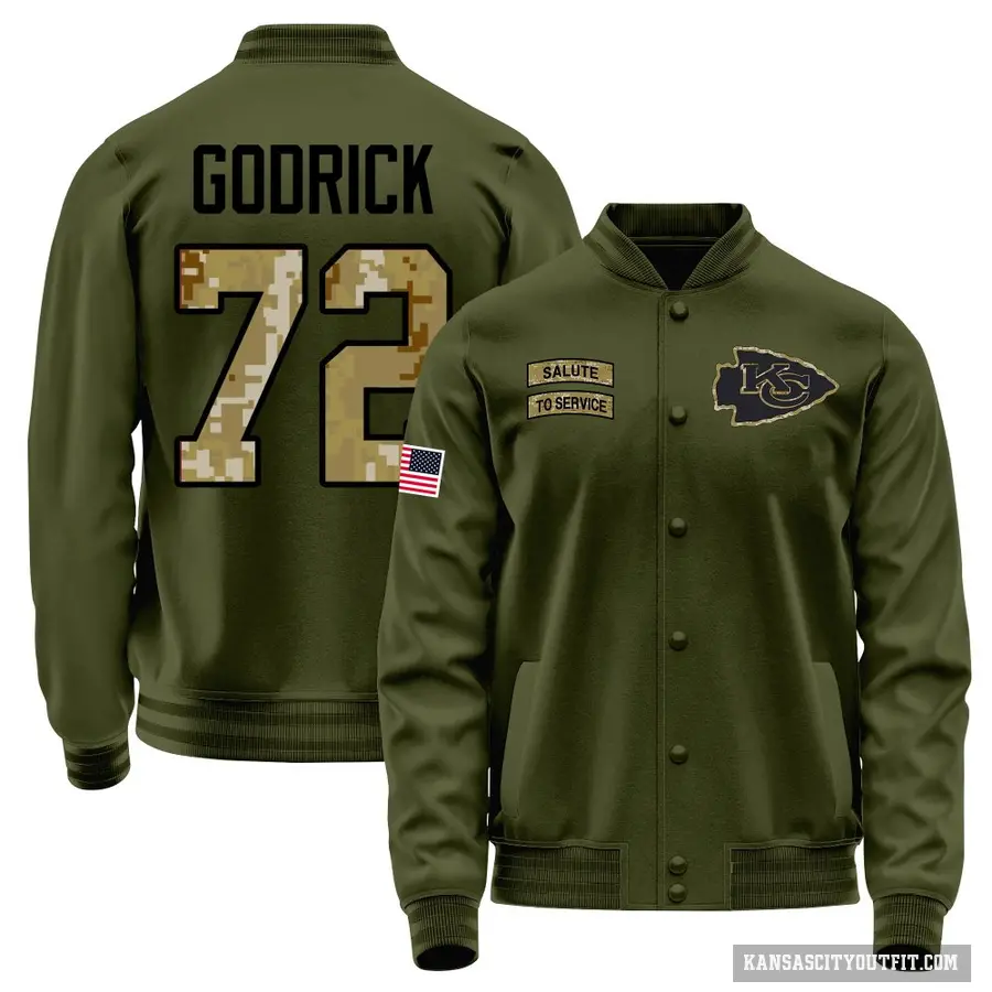 Men's ＃72 Chukwuebuka Godrick Kansas City Chiefs Olive Salute to Service Sideline Performance Jacket