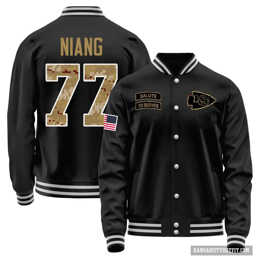 Men's ＃77 Lucas Niang Kansas City Chiefs Black Salute to Service Sideline Performance Jacket