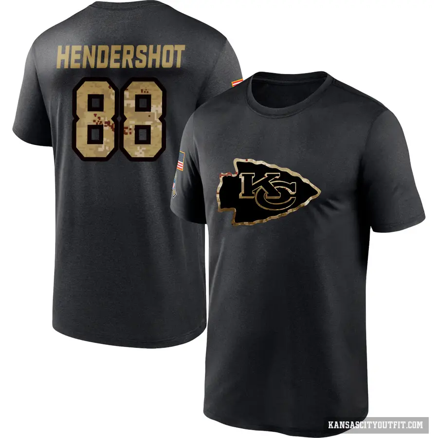 Men's ＃88 Peyton Hendershot Kansas City Chiefs Black 2020 Salute To Service Performance T-Shirt