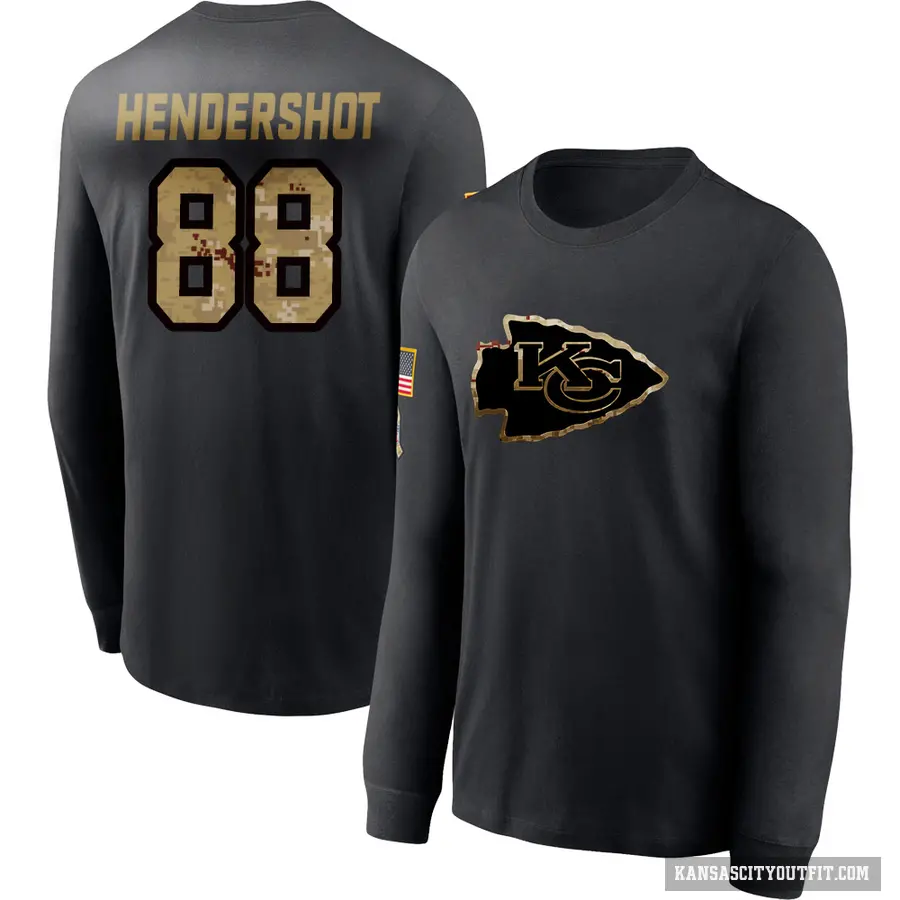 Men's ＃88 Peyton Hendershot Kansas City Chiefs Black 2020 Salute To Service Sideline Performance Long Sleeve T-Shirt