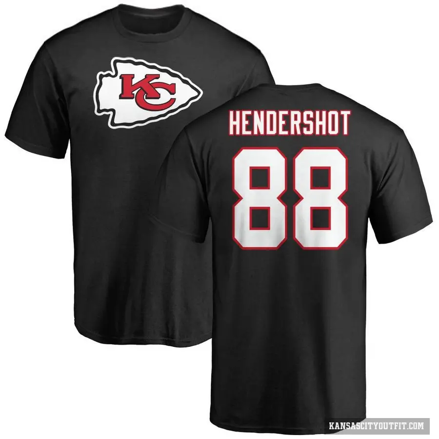 Men's ＃88 Peyton Hendershot Kansas City Chiefs Black Logo T-Shirt