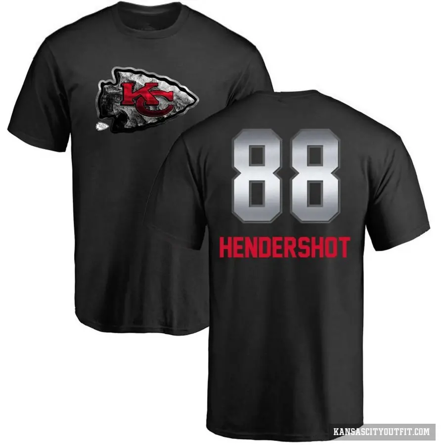 Men's ＃88 Peyton Hendershot Kansas City Chiefs Black Midnight Mascot T-Shirt