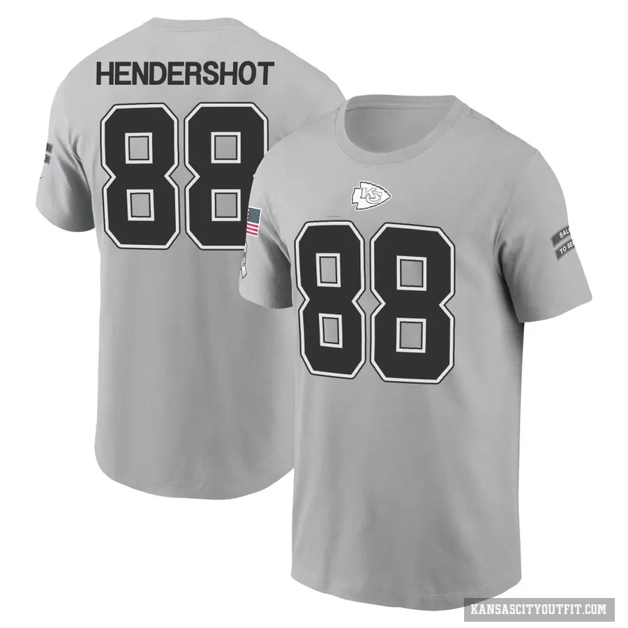 Men's ＃88 Peyton Hendershot Kansas City Chiefs Gray 2024 Salute to Service T-Shirt