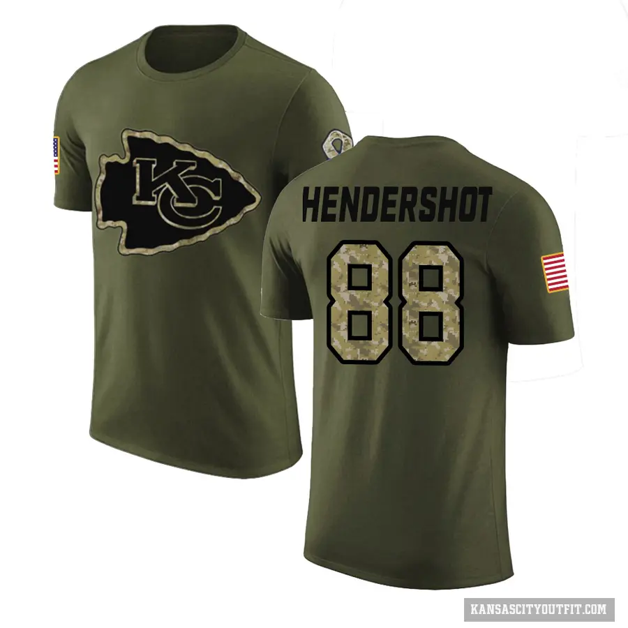 Men's ＃88 Peyton Hendershot Kansas City Chiefs Olive Salute to Service T-Shirt